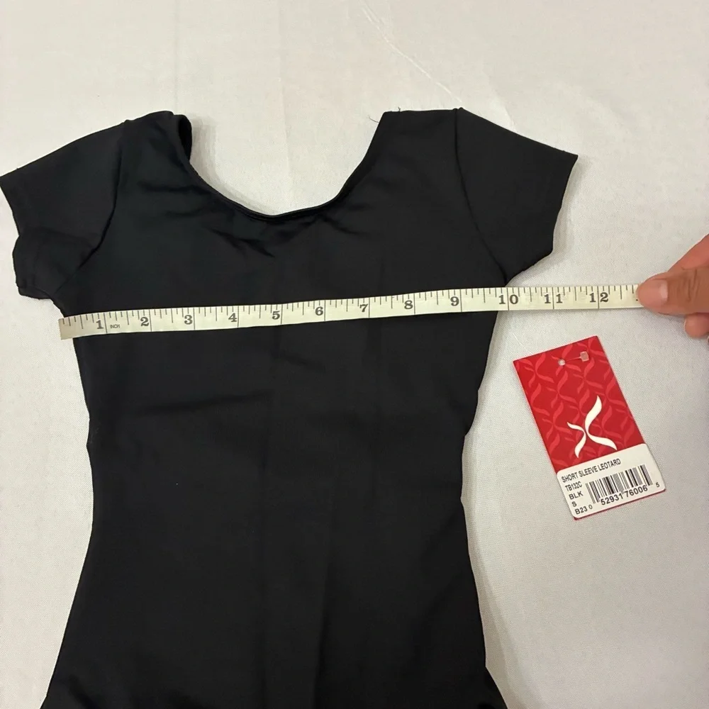 Capezio Kids Team Dance Performance Black Short Sleeves Leotard Size Small